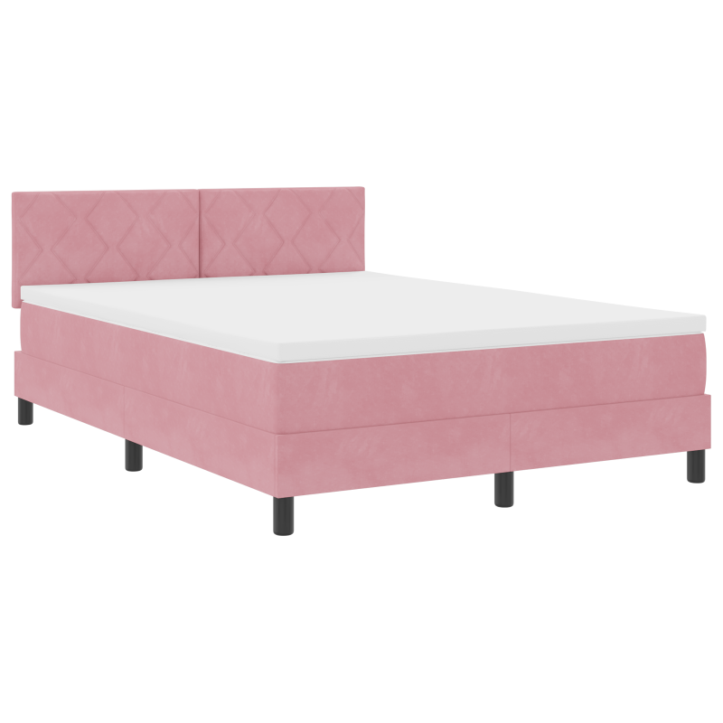 Boxspringbett mit Matratze & LED Pink 160x200 cm Samt