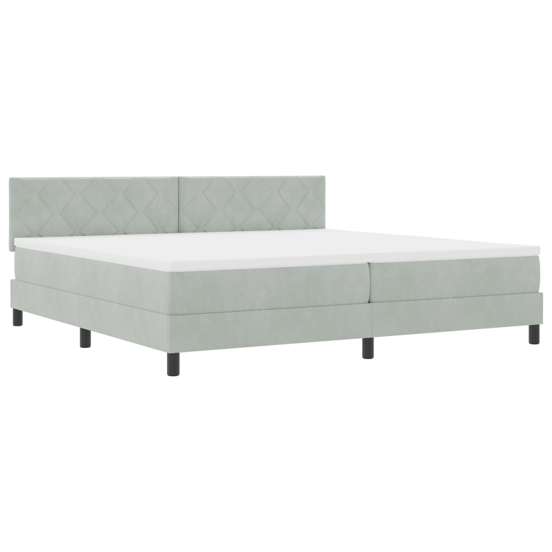 Boxspringbett mit Matratze & LED Licht Hellgrau 200x200 cm Samt