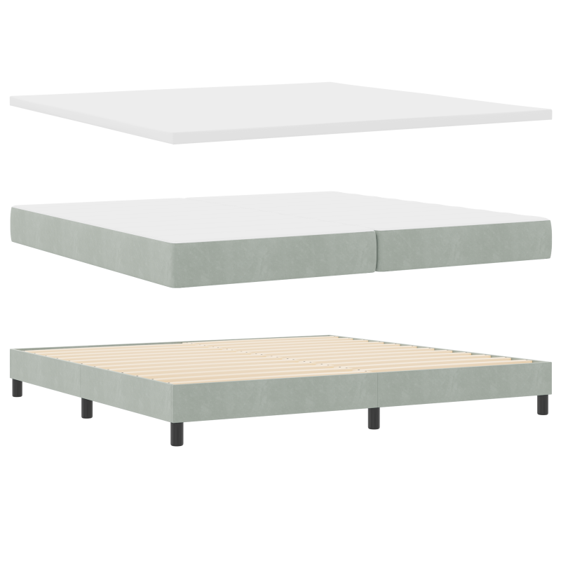 Boxspringbett mit Matratze & LED Licht Hellgrau 200x200 cm Samt