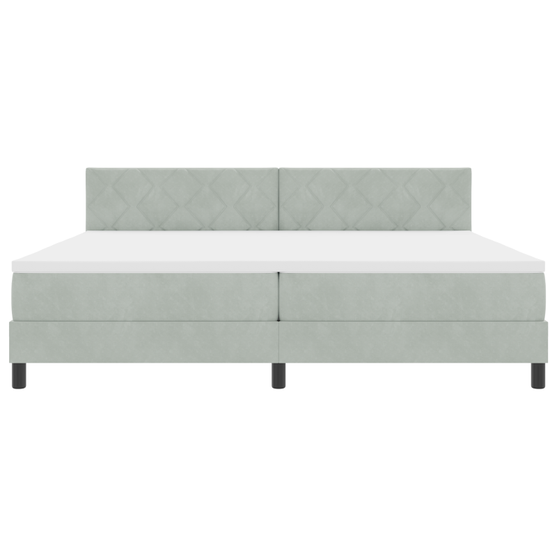 Boxspringbett mit Matratze & LED Licht Hellgrau 200x200 cm Samt