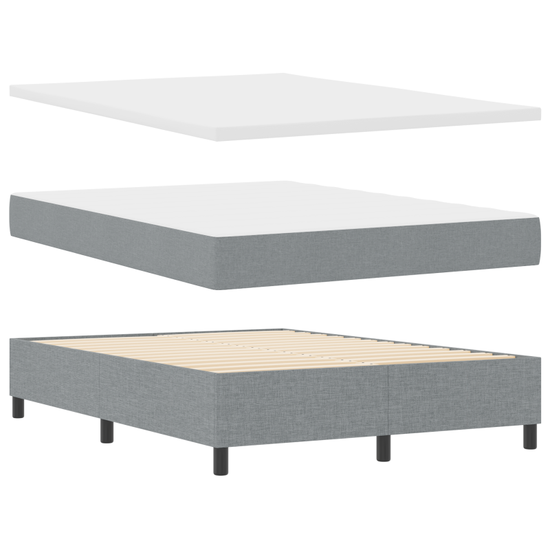 Boxspringbett mit Matratze & LED Licht Grau 140x200 cm Stoff