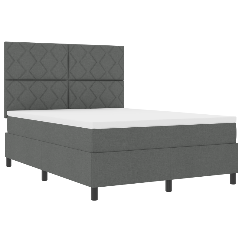 Boxspringbett mit Matratze & LED Dunkelgrau 140x200 cm Stoff