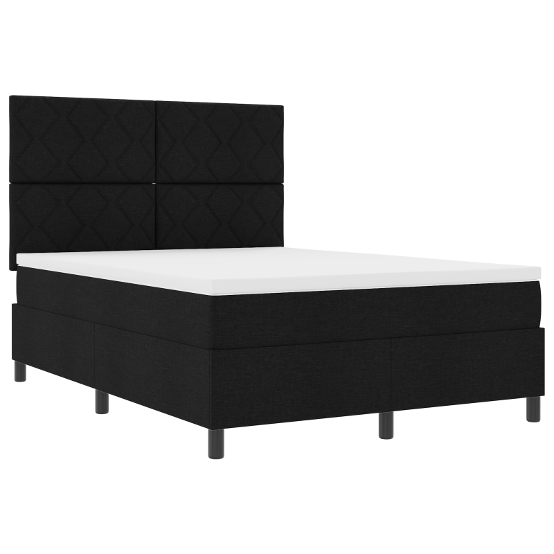 Boxspringbett mit Matratze & LED Schwarz 140x200 cm Stoff