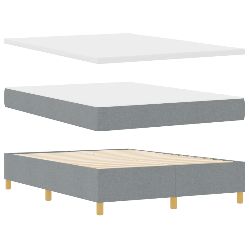 Boxspringbett mit Matratze & LED Licht Grau 140x200 cm Stoff