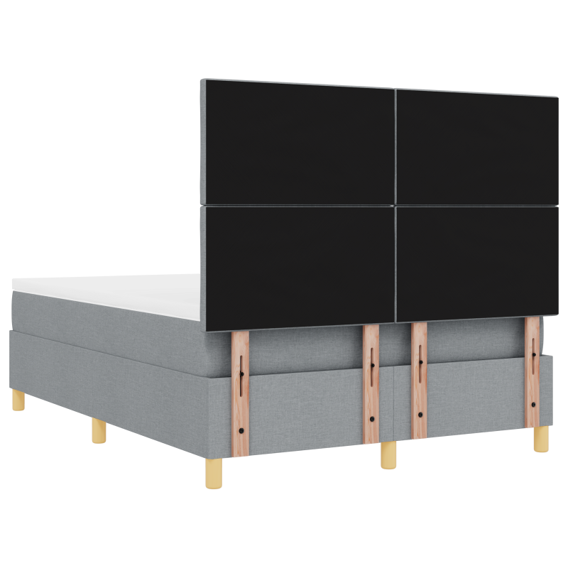 Boxspringbett mit Matratze & LED Licht Grau 140x200 cm Stoff