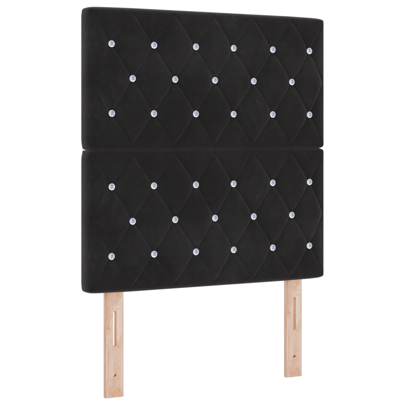 Boxspringbett mit Matratze und LED Schwarz 80x200 cm Samt