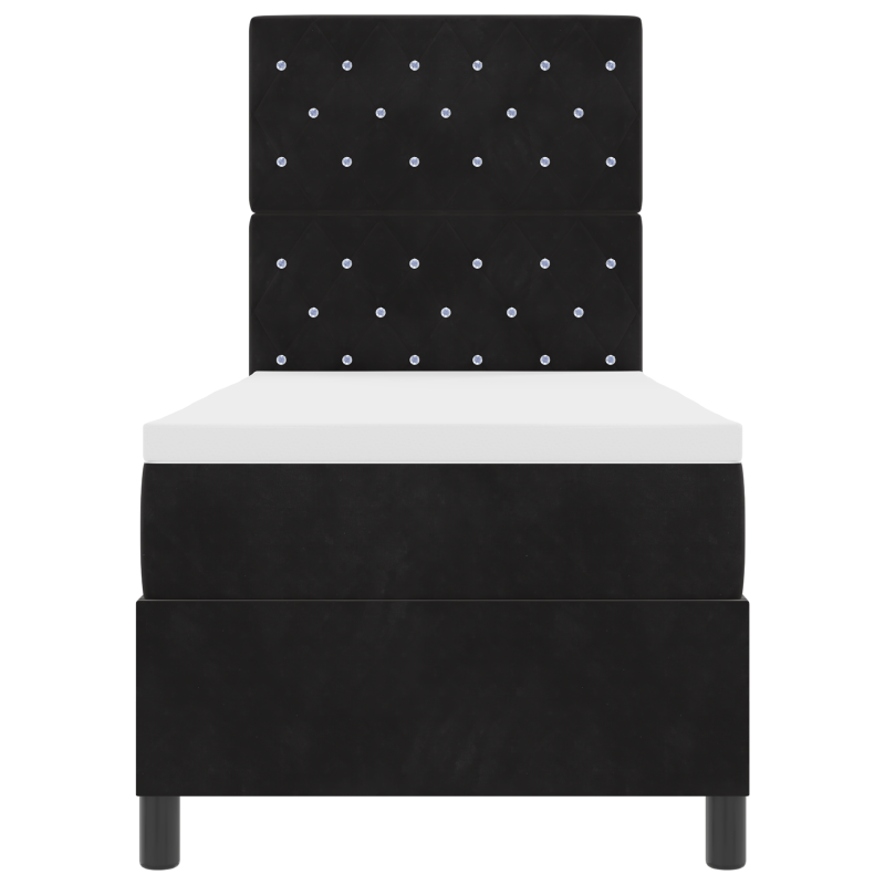 Boxspringbett mit Matratze und LED Schwarz 80x200 cm Samt