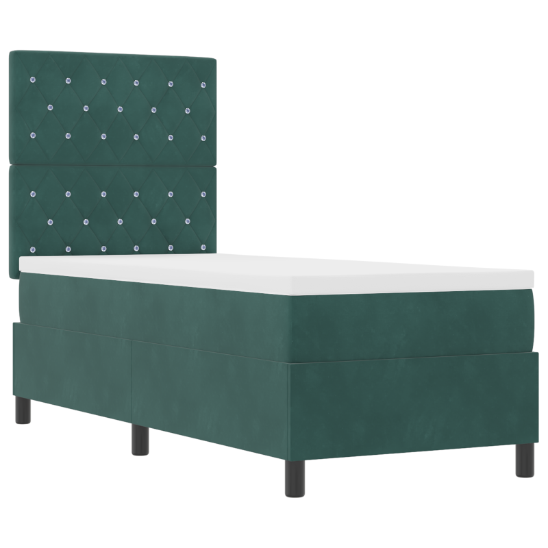 Boxspringbett mit Matratze & LED Dunkelgrün 80x200 cm Velours