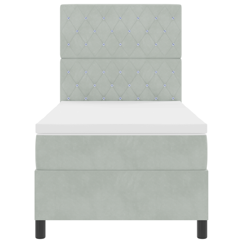 Boxspringbett mit Matratze und LED Licht Grau 90x200 cm Velvet