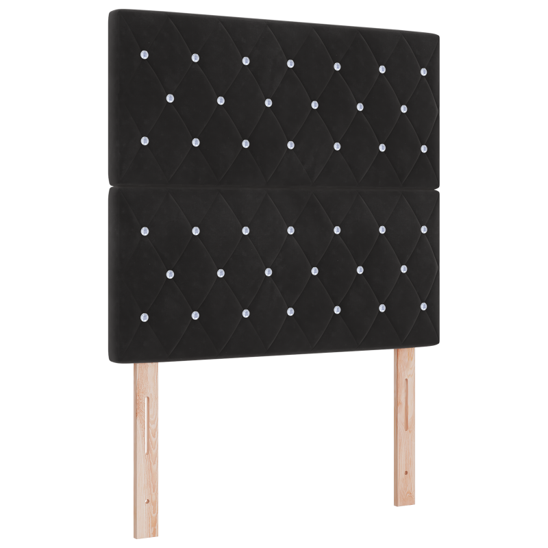 Boxspringbett mit Matratze & LED Schwarz 90x200 cm Samt