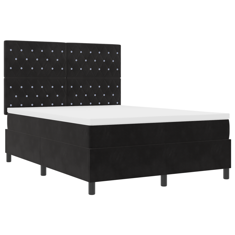 Boxspringbett mit Matratze & LED Schwarz 160x200 cm Samt