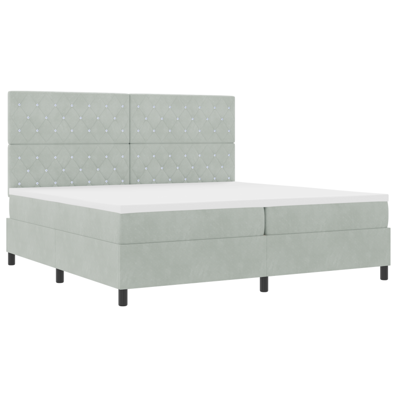 Boxspringbett mit Matratze & LED Licht Grau 200x200 cm Velours