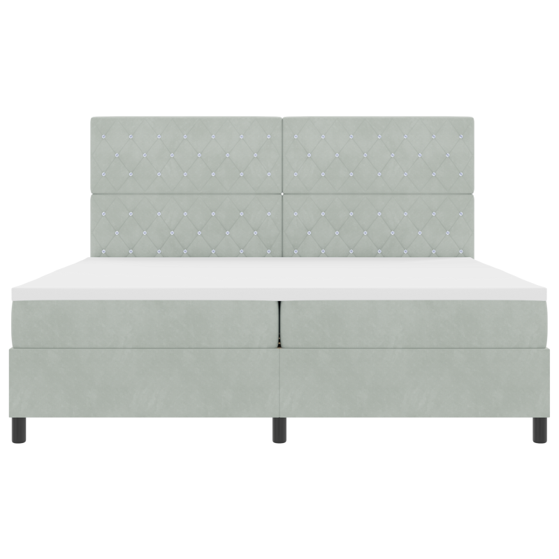 Boxspringbett mit Matratze & LED Licht Grau 200x200 cm Velours