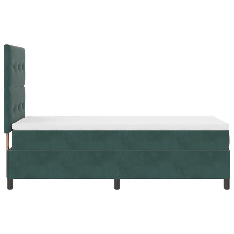 Box Spring Bett mit Matratze & LED Dunkelgrün 90x200 cm Samt