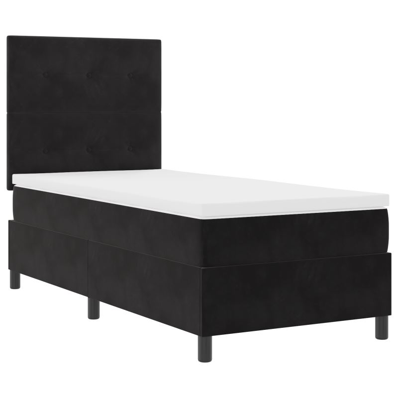 Boxspringbett mit Matratze & LED Schwarz 100x200 cm Samt
