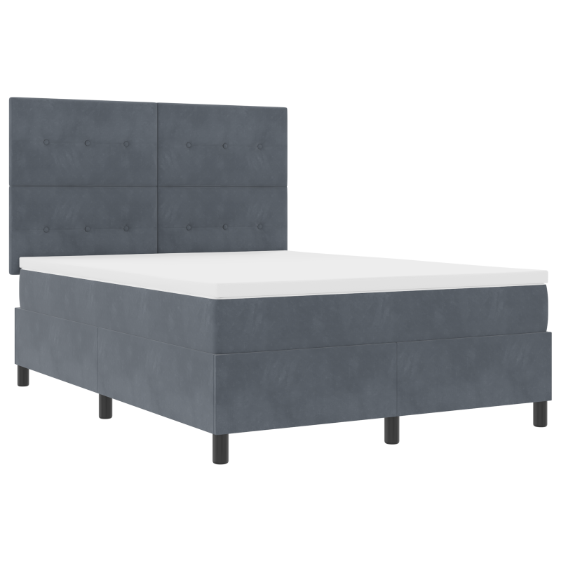 Boxspringbett mit Matratze & LED Dunkelgrau 160x200 cm Samt