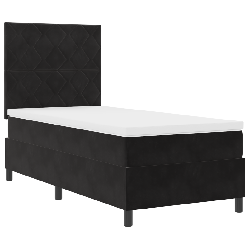 Boxspringbett mit Matratze & LED Schwarz 100x200 cm Samt