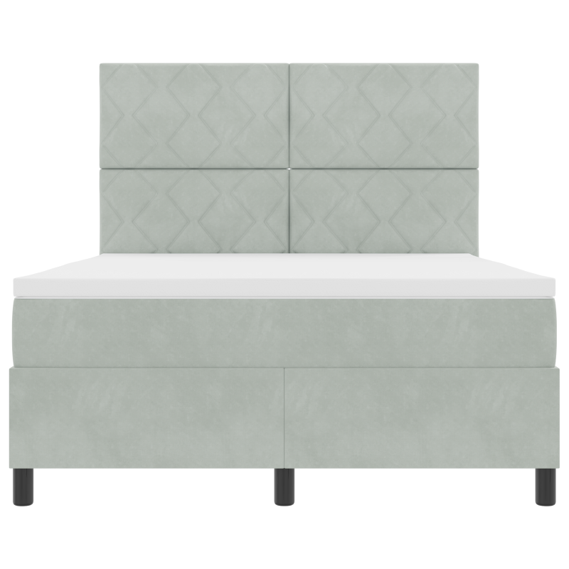 Boxspringbett mit Matratze und LED Licht Grau 140x200 cm Velvet