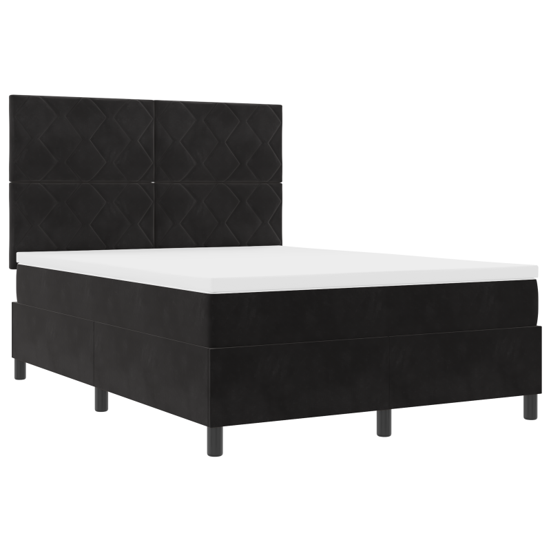 Boxspringbett mit Matratze & LED Schwarz 140x200 cm Samt