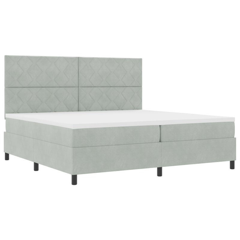 Boxspringbett mit Matratze & LED Licht Grau 200x200 cm Samt