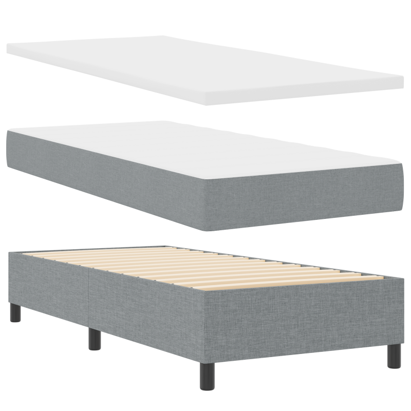 Boxspringbett mit Matratze & LED Licht Grau 100x200 cm Stoff