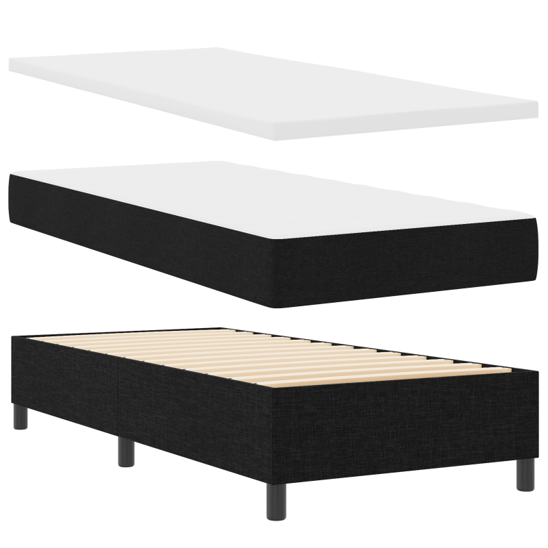 Boxspringbett mit Matratze und LED Schwarz 100x200 cm Stoff