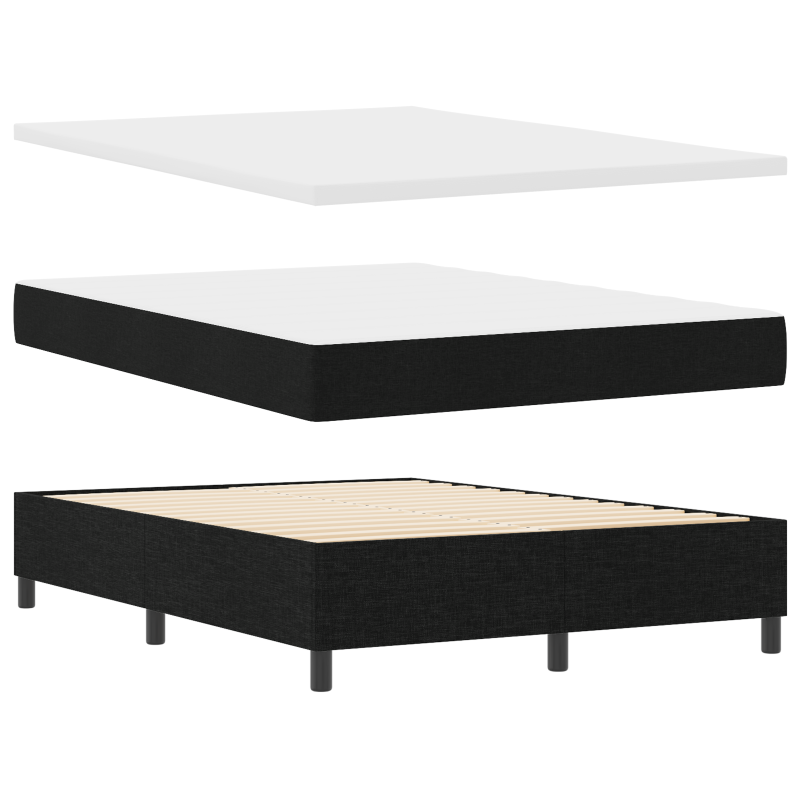 Boxspringbett mit Matratze & LED Schwarz 160x200 cm Stoff
