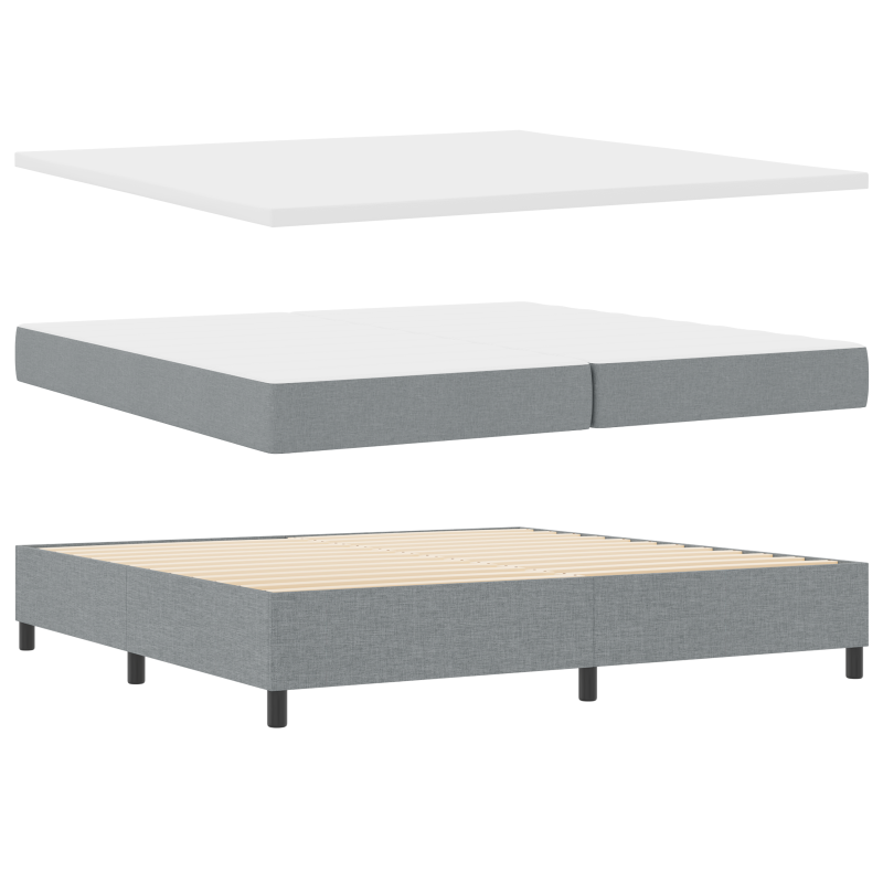 Boxspringbett mit Matratze & LED Licht Grau 200x200 cm Stoff