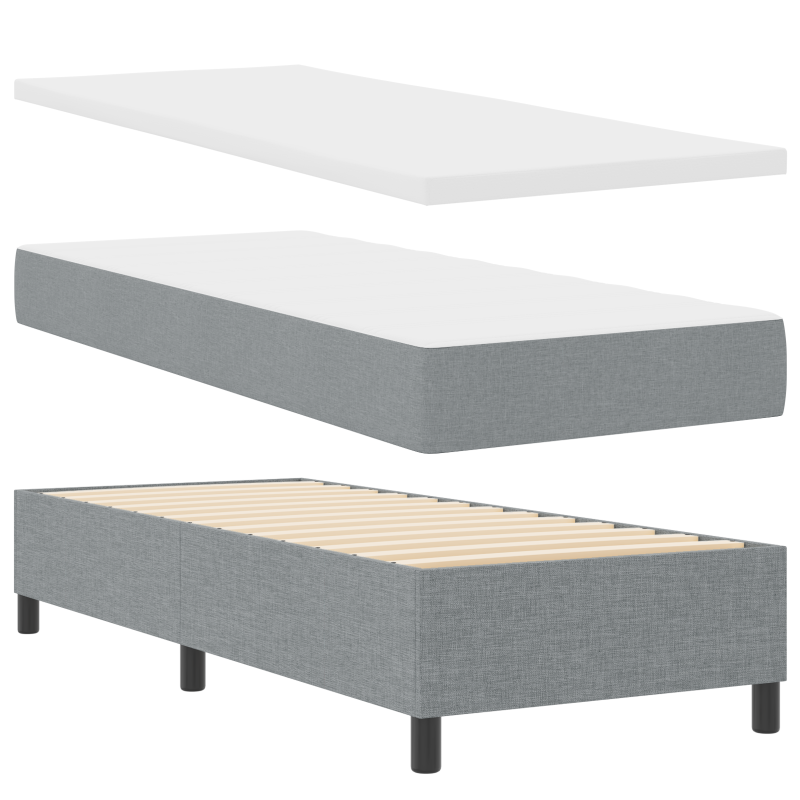 Boxspringbett mit Matratze & LED Licht Grau 90x190 cm Stoff