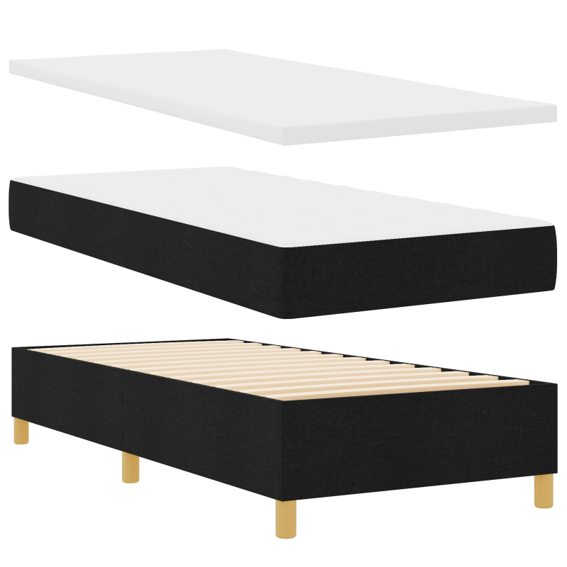 Boxspringbett mit Matratze & LED Schwarz 100x200 cm Stoff