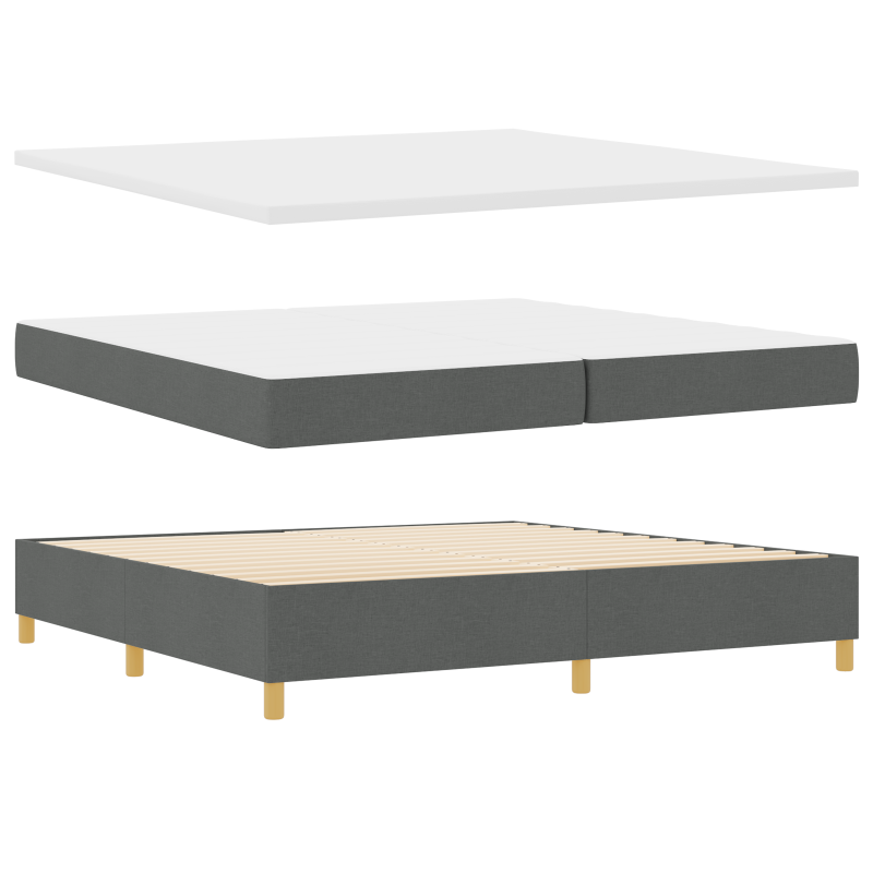 Boxspringbett mit Matratze & LED Dunkelgrau 200x200 cm Stoff