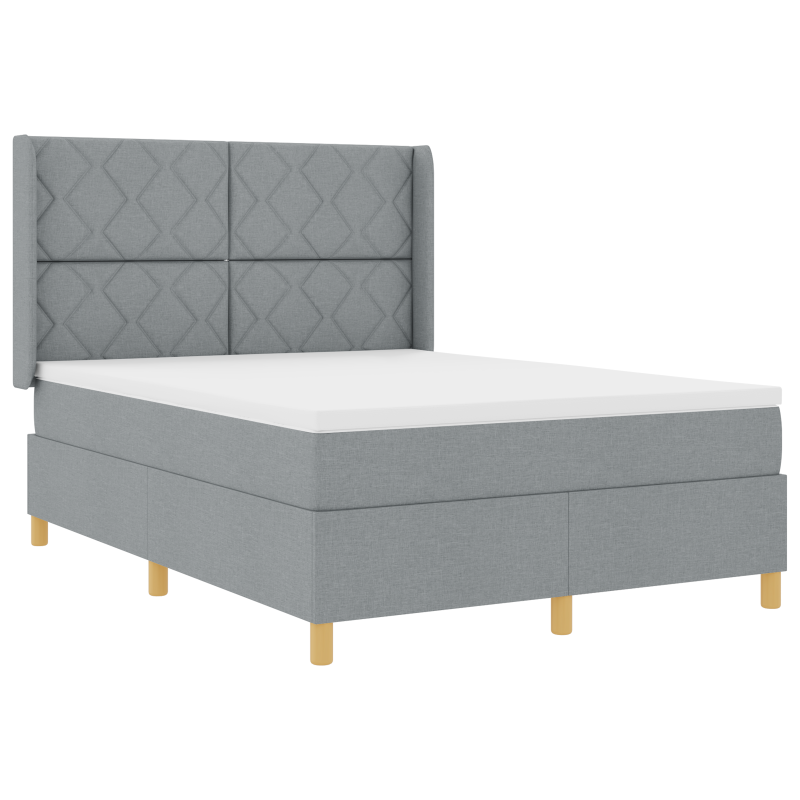 Boxspringbett mit Matratze & LED-Licht Grau 140x200 cm Stoff