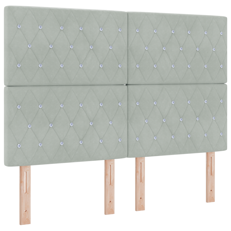 Boxspringbett mit Matratze & LED Licht Grau 160x200 cm Samt