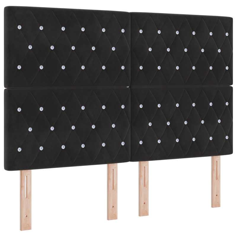 Boxspringbett mit Matratze & LED Schwarz 160x200 cm Samt