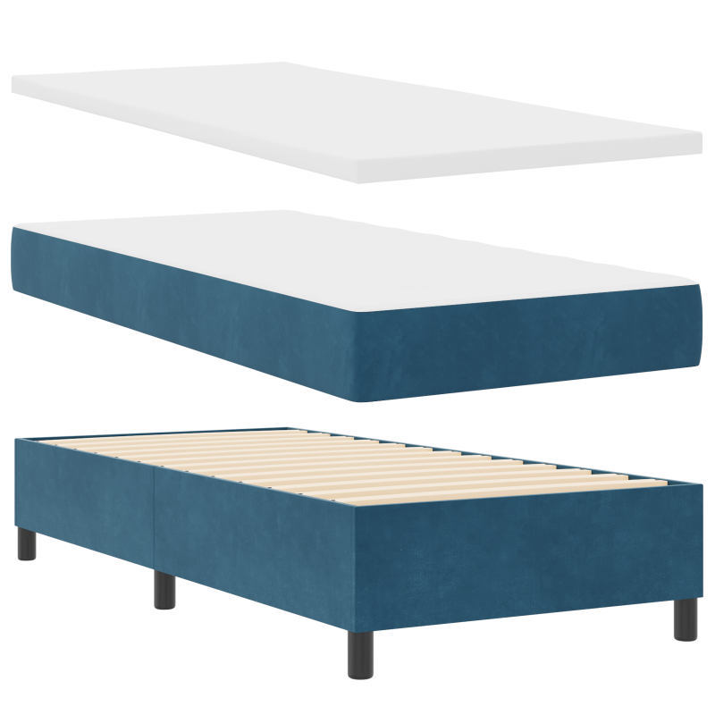 Boxspringbett mit Matratze & LED Dunkelblau 90x200 cm Samt