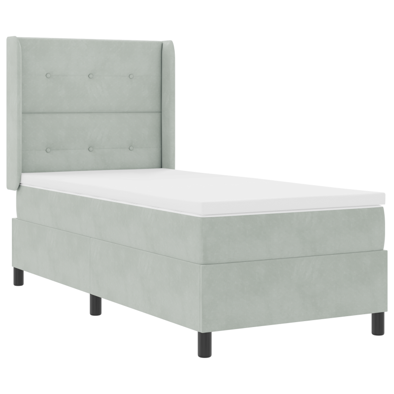 Boxspringbett mit Matratze und LED Licht Grau 100x200 cm Samt