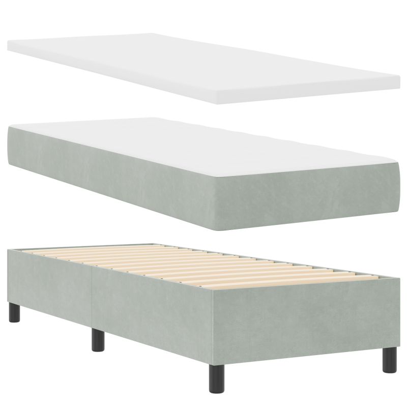 Boxspringbett mit Matratze & LED Hellgrau 80x200 cm Samt