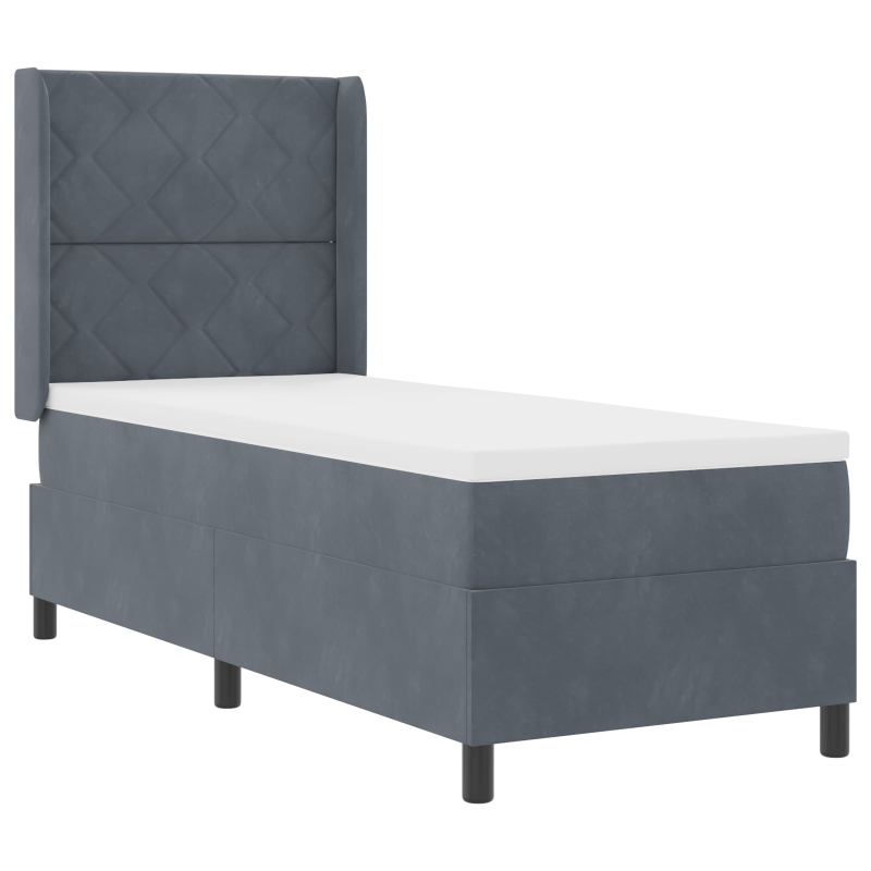 Boxspringbett mit Matratze & LED Dunkelgrau 80x200 cm Velours