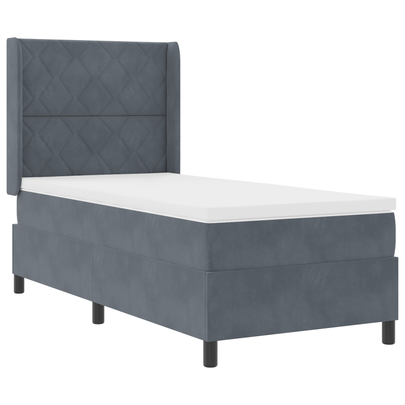 Boxspringbett mit Matratze und LED Dunkelgrau 90x200 cm Samt
