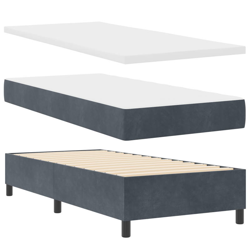 Boxspringbett mit Matratze und LED Dunkelgrau 90x200 cm Samt