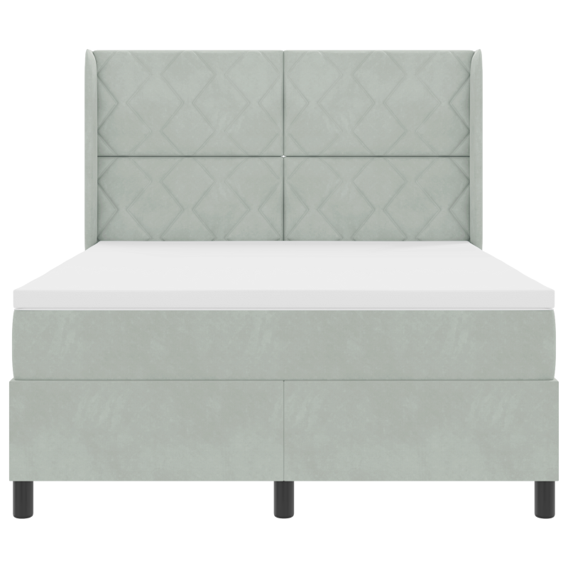 Boxspringbett mit Matratze & LED Licht Grau 140x190 cm Samt