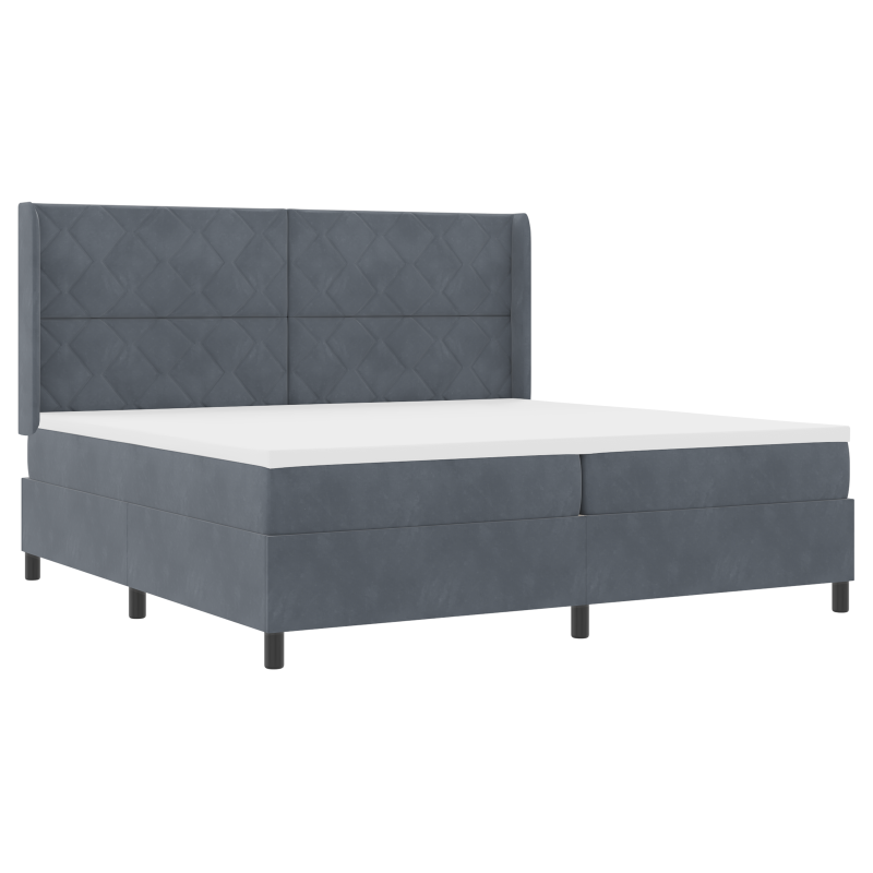 Boxspringbett mit Matratze & LED Dunkelgrau 200x200 cm Samt