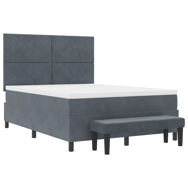 Boxspringbett mit Matratze Dunkelgrau 90x190 cm Velours