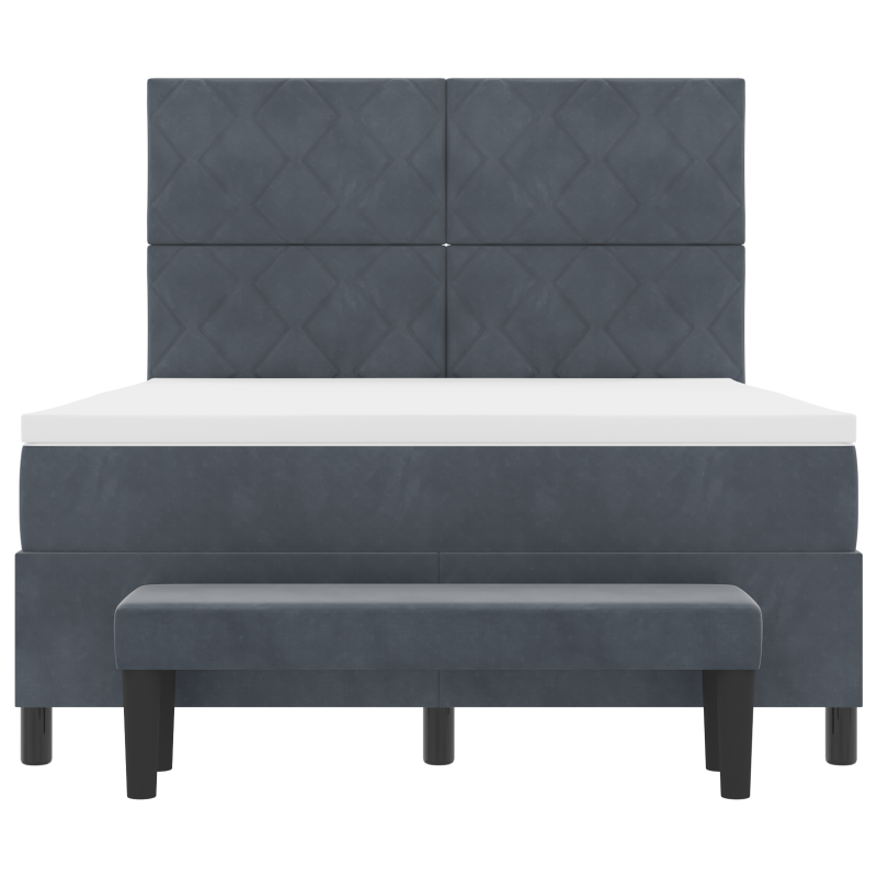 Boxspringbett mit Matratze Dunkelgrau 90x190 cm Velours