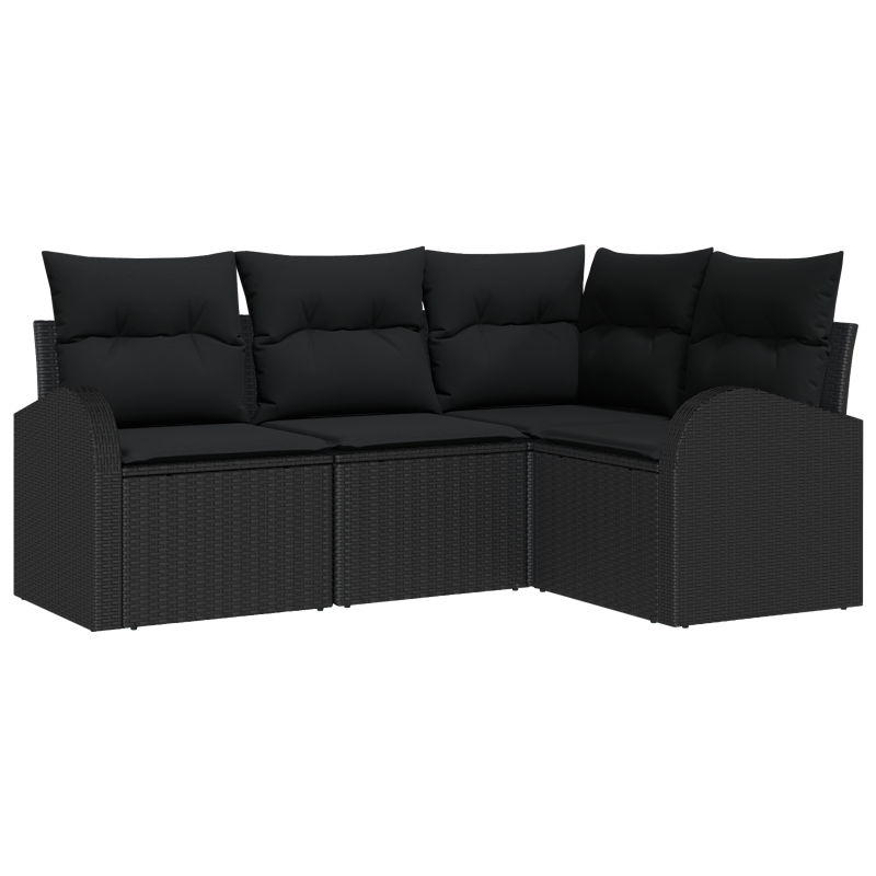 4-teiliges Garten Sofa Set mit Kissen Beige Poly Rattan