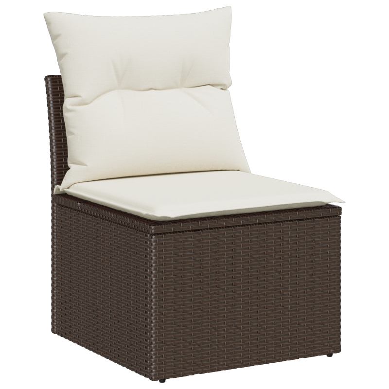 10-teilige Garten Sofa Set mit Kissen Beige Poly Rattan