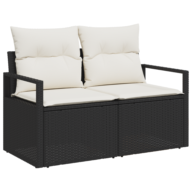 8-teiliges Garten Sofa Set mit Kissen in Schwarz, Poly Rattan