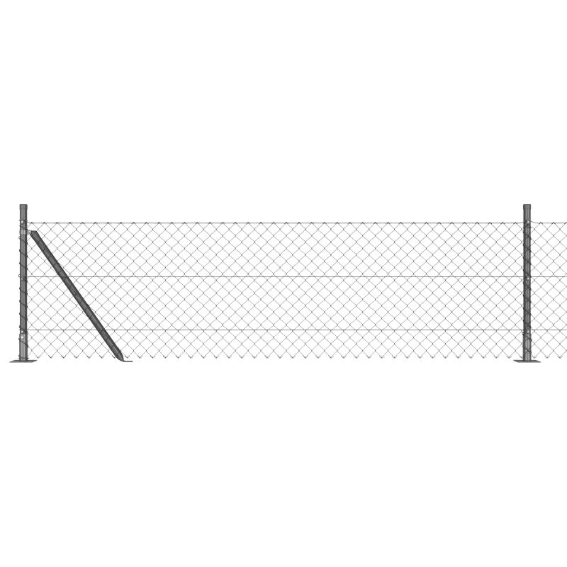 Drahtzaun mit 7 Flanschpfosten 0.4x10 m galvanisierter Stahl
