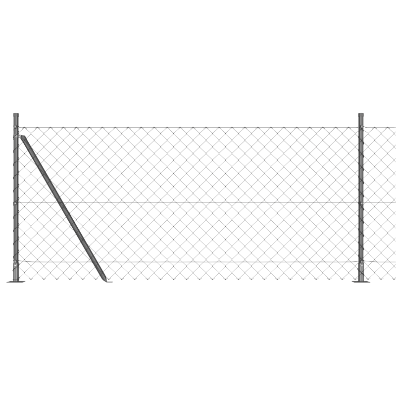 Drahtzaun mit 7 Flanschpfosten 1x10 m verzinkter Stahl