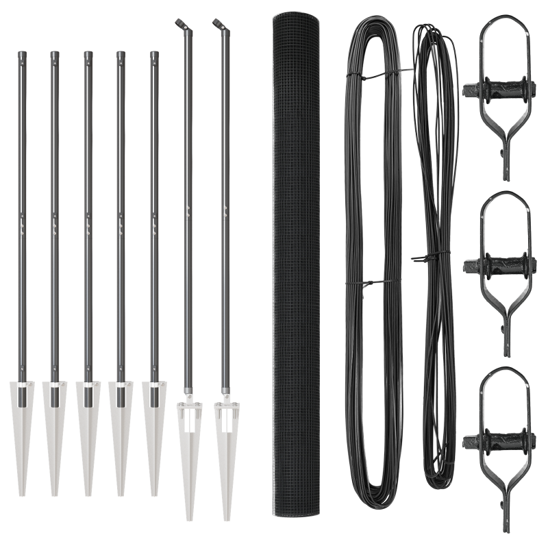 Metallzaunpfosten-Set Set aus 2 Grau Metall, Kunststoff